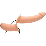 Strap U Power Pegger Silicone Vibrating Double Dildo With Harness