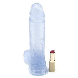 Doc Johnson Crystal Jellies - 8 Inch Ballsy Cock With Suction Cup Base - 8.6 In Long And 2.0 In. Wide - Dildo - Clear (0288-08-Am)