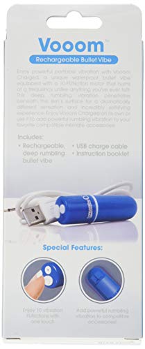 Screaming O Charged Vooom Rechargeable Bullet Vibe, Blue,1 Count
