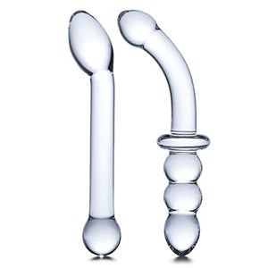 Glas 2Pc G-Spot Pleasure Glass Dildo Set