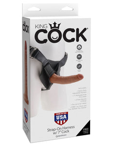 King Cock Strapon Harness With 7 Inch Cock  Tan