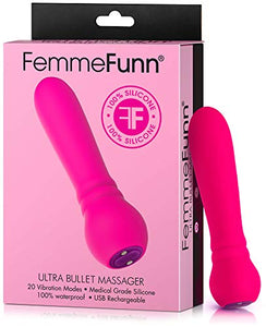 Femme Funn Ultra Bullet Vibrator - 20 Powerful Modes Usb Rechargeable & Whisper Quiet Bullet Massager Vibrators For Women