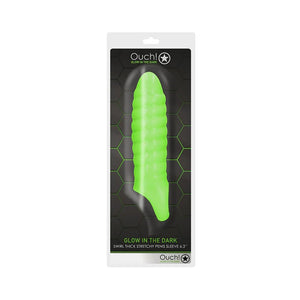 Ouch GITD Swirl Thick Penis Sleeve Grn OU743GLO