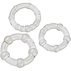 Cloud 9 Beaded C-Ring Penis Bands 3 Sizes Pack Clear