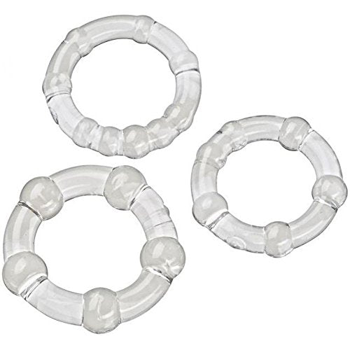 Cloud 9 Beaded C-Ring Penis Bands 3 Sizes Pack Clear