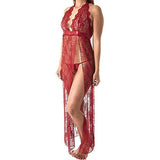 Dreamgirl Women'S Lace Gown And G-String Set, Garnet, Medium