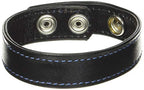 M2M Cock Ring, Leather, 2 Snaps, Black