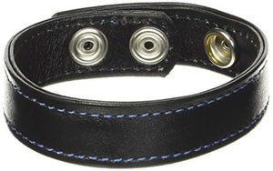 M2M Cock Ring, Leather, 2 Snaps, Black