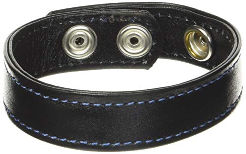 M2M Cock Ring, Leather, 2 Snaps, Black
