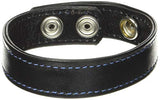 M2M Cock Ring, Leather, 2 Snaps, Black