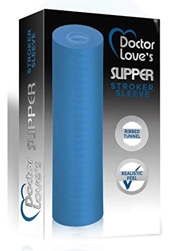 Doctor Loves Ms-10-3T Ribbed Stroker Sleeve, Blue Transparent