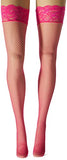 Dreamgirl Womens Neon Fishnet Thigh High Stockings With Silicone Lace Top And Back Seam Hosiery, Hot Pink, 1 Count Us