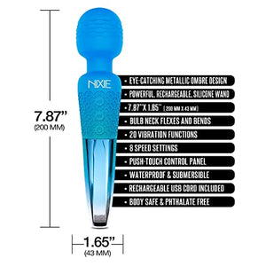 Nixie Rechargeable Wand Blue Ombre Metal