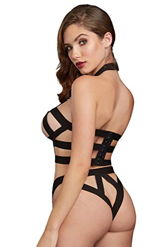 Dg Elastic Bralette &Garter Panty Blk Os