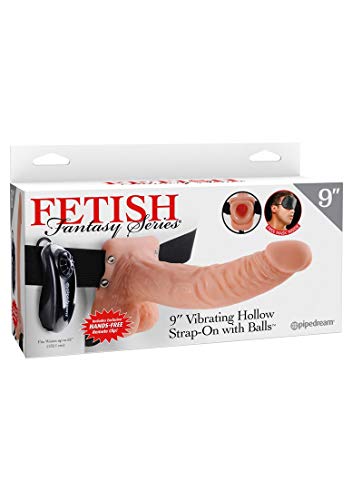 Pipedream Products Fetish Fantasy Series Vibrating Hollow Strap On With Balls, Flesh, 9 Inch, 14.6 Ounce