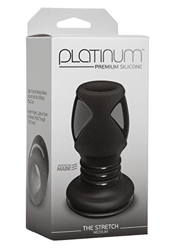 Doc Johnson Platinum Premium Silicone - The Stretch - Hollow Butt Plug - Medium - Black