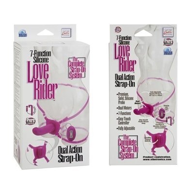 California Exotic Novelties 7-Function Silicone Love Rider Dual Action Strap-On - Pink