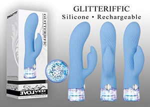 Glitteriffic Rechargeable Light Up Vibrator Multi Function Waterproof Blue