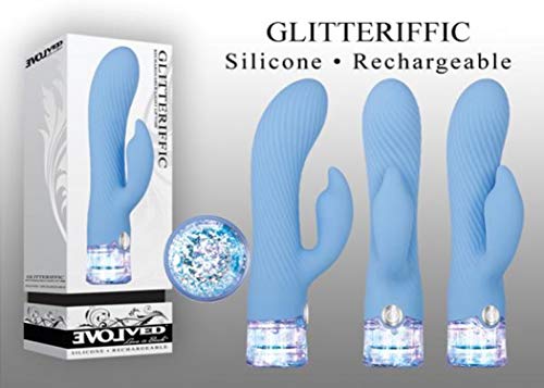 Glitteriffic Rechargeable Light Up Vibrator Multi Function Waterproof Blue