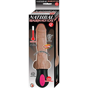 Realistic Warming 6.5 Inch Vibrating Dildo With Balls Brown