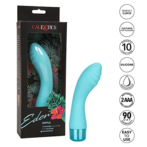 Calexotics Eden Ripple     10 Function Waterproof Silicone Vibrator     Adult Sex Toys For Couples - G Spot Massager     Blue
