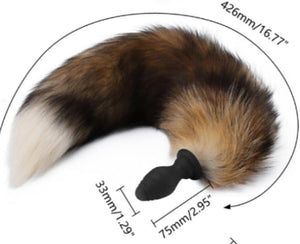 Fox Tail-Vibrating Anal Plug Remote Control -Vibrator Butt Plug Anal Role Play Flirting Animal Tail Sex Toy for Men Women Couple