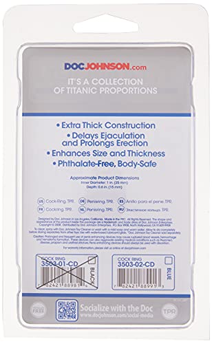 Doc Johnson Titanmen - Cock Ring - Stretch-To-Fit - Makes Your Penis Firmer, Harder, And More Engorged - Made Of Body-Safe Tpr -