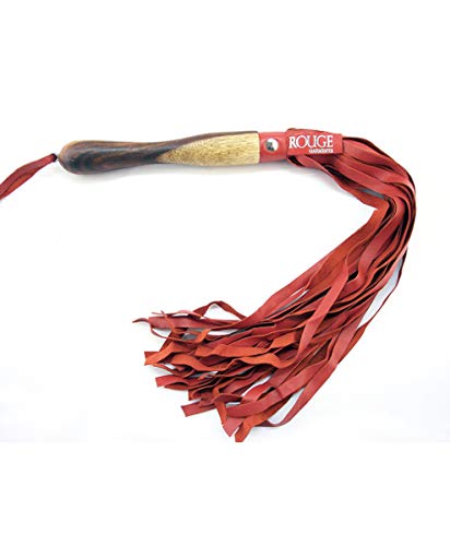 Rouge Wooden Handle Leather Flogger Red