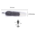 OOIIXX Anal Plug with Sexy Tail for Cosplay, Adult Sex Toys of Stainless Steel Anal Plug (Gray-White, Small)