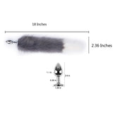 OOIIXX Anal Plug with Sexy Tail for Cosplay, Adult Sex Toys of Stainless Steel Anal Plug (Gray-White, Small)