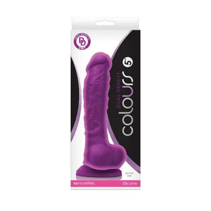 Colours Dual Density 5 Inches Realistic Dildo Balls & Suction Cup (Purple)