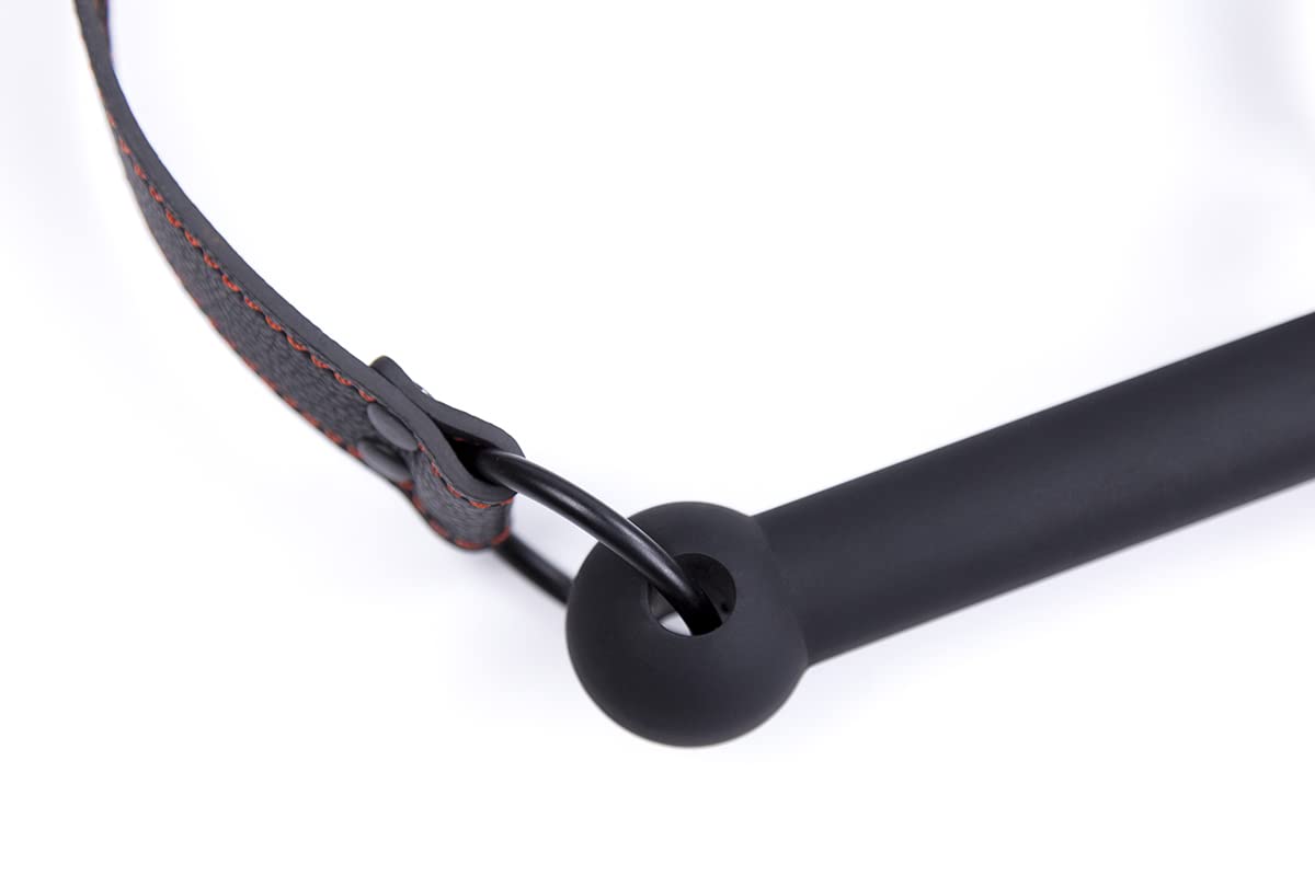 CLROY Leather Bondage Toys Faux Leather Open Mouth Gag with Silicone Bar, Bondage Restraints Bite Gag Adult Sex Toys (Color-1)