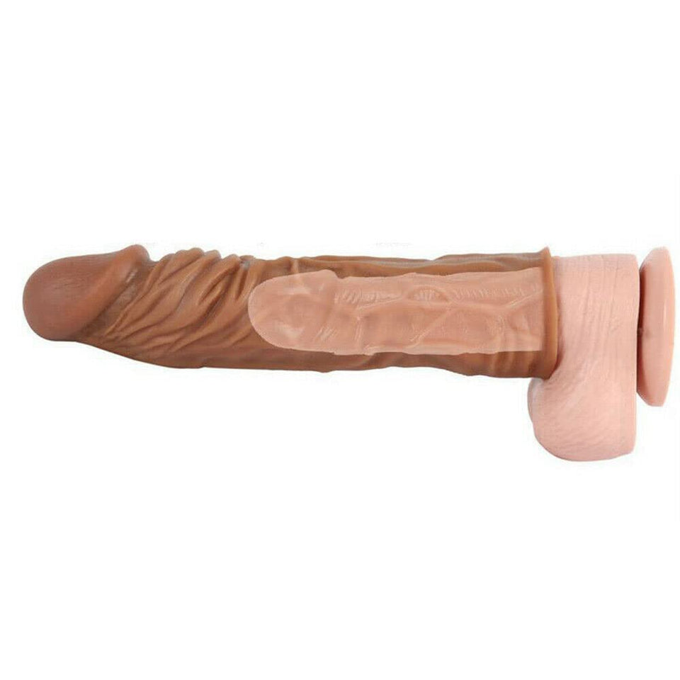 MPXOJII 2 Pcs Reusable Penis Sleeve Extender Ultra-Soft Extension Sex Toy Cock Enlarger Applicative for Men & Couple