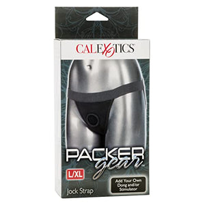 Calexotics Packer Gear Black Jock Strap Harness - Adult Sex Toy Strap On Dong Packer Probes For Couples - L / Xl