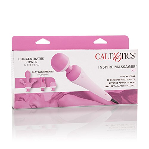 Calexotics Inspire Massager Kit - Body Wand Vibrator & Silicone Attachment Set For Couples     Adult Sex Personal Massager - Pin