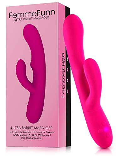 Femme Funn Ultra Rabbit Vibrator Dildo - 7 Speeds & Usb Rechargeable - Clit Stimulator Rabbit Dildo For Women (Pink)