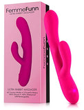 Femme Funn Ultra Rabbit Vibrator Dildo - 7 Speeds & Usb Rechargeable - Clit Stimulator Rabbit Dildo For Women (Pink)