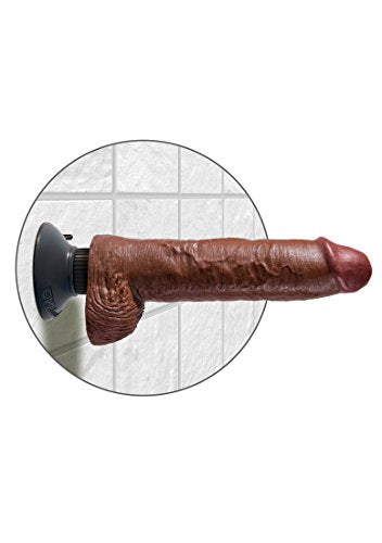 King Cock 10In Vibrating Cock W/Balls Br