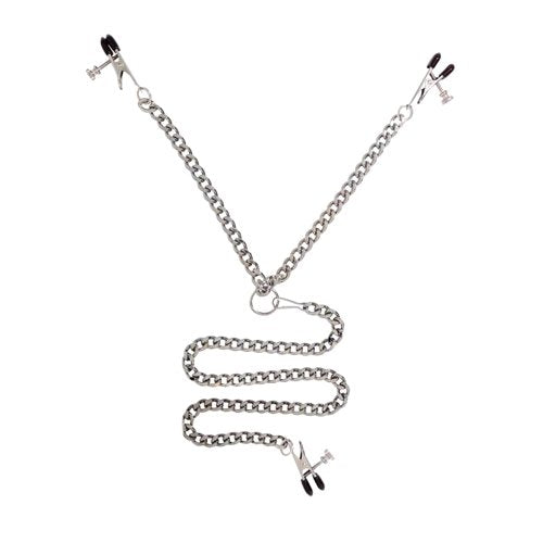 Spartacus Y Style Adjustable Broad Tip Nipple Clamps With Clit Clamp, Silver