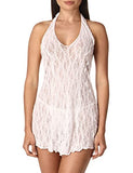 Lace Halter Dress - One Size - White