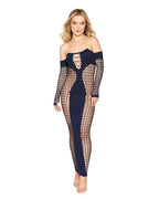 Bodystocking Gown W/ Opaque Front & Back Denim O/S