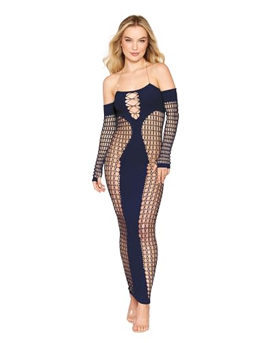 Bodystocking Gown W/ Opaque Front & Back Denim O/S