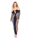 Bodystocking Gown W/ Opaque Front & Back Denim O/S