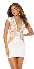 Lace & Lycra Mini Dress White 1X