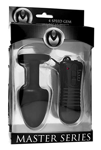 Master Series Paragon Gem Accented Vibrating Anal Plug With Internal Stimulation, Black (Ad436)