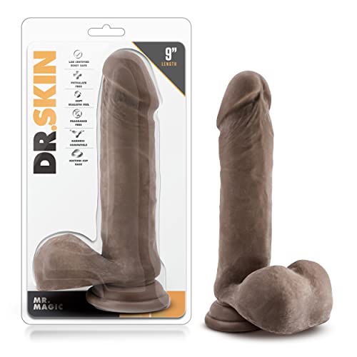 9" Long Thick Realistic Dildo Strap On Compatible (Brown)