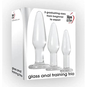 Adam & Eve Glass Anal Plugs, Set Of 3 | Hypoallergenic, Non-Porous Butt Plugs Made From Durable Tempered Borosilicate Glass