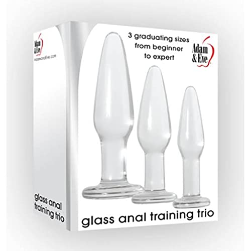 Adam & Eve Glass Anal Plugs, Set Of 3 | Hypoallergenic, Non-Porous Butt Plugs Made From Durable Tempered Borosilicate Glass