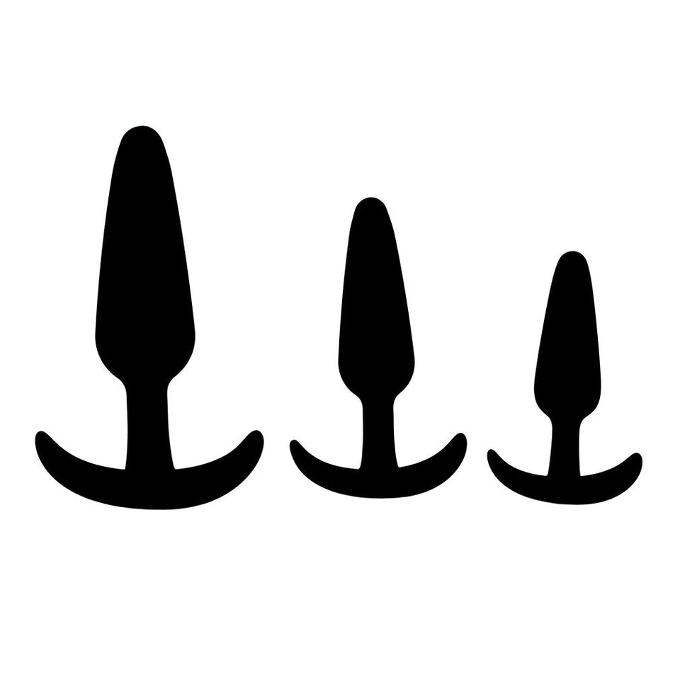 Anal Trainer Anal Plug 3PCS Silicone Adult Sex Toys, Eastern Delights Anal Sex Toys Kit for Beginner Couples, Black