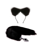 OOIIXX Anal Plug with Sexy Tail for Cosplay, Adult Sex Toys of Stainless Steel Anal Plug (Black Kit, Large)